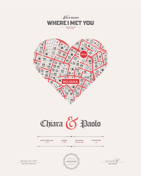 Chiara and Paolo custom where we met map example