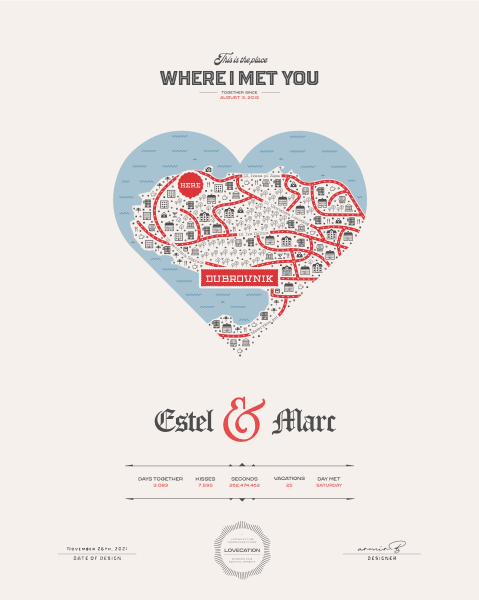 Estel and Marc custom where we met map example