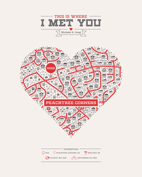 Michele and Jung custom where we met map example