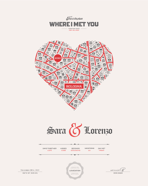 Sara and Lorenzo custom where we met map example