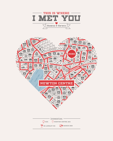 Shawna and Kerwin custom where we met map example