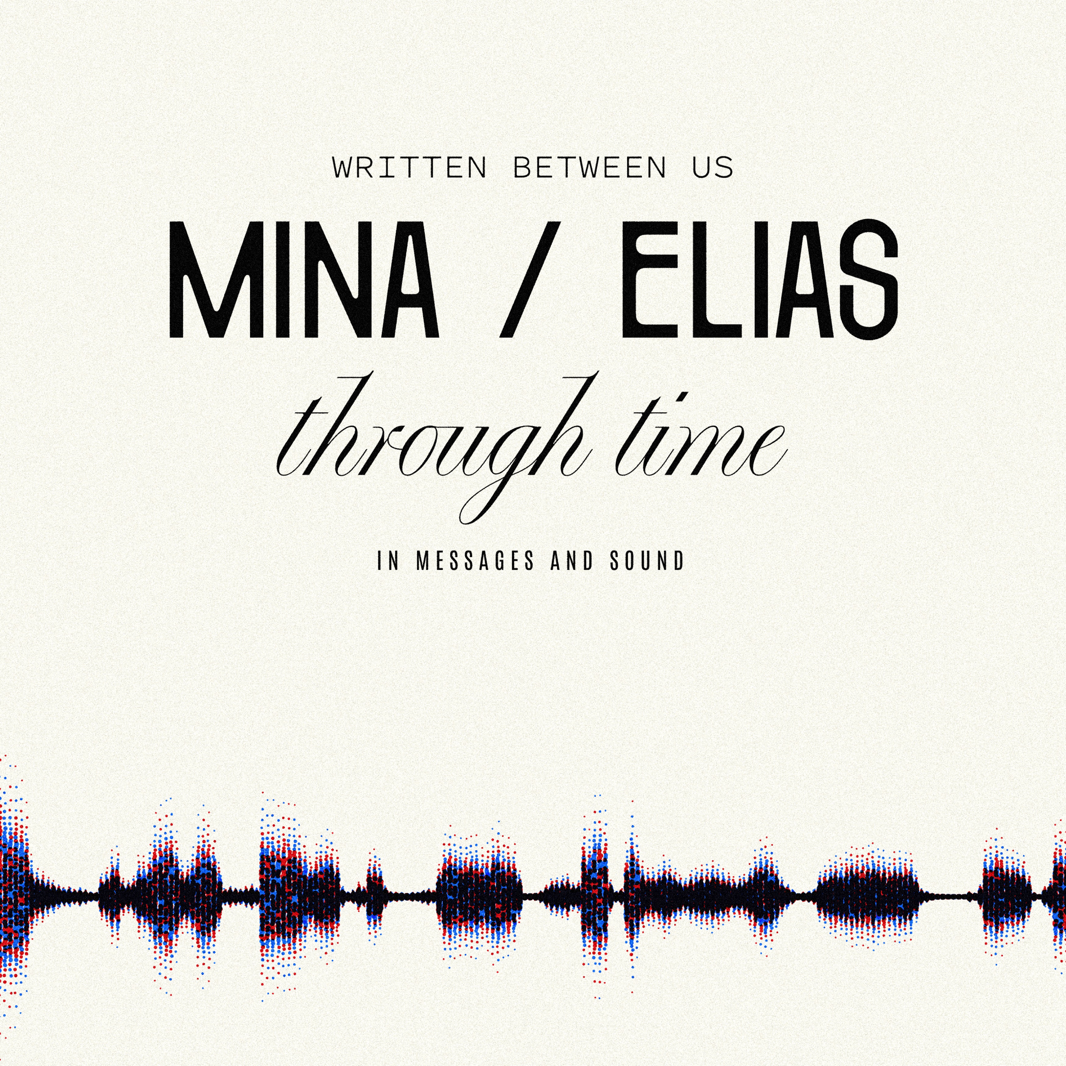 A high-resolution Signals artwork detail featuring personalized names and a red and blue voice waveform